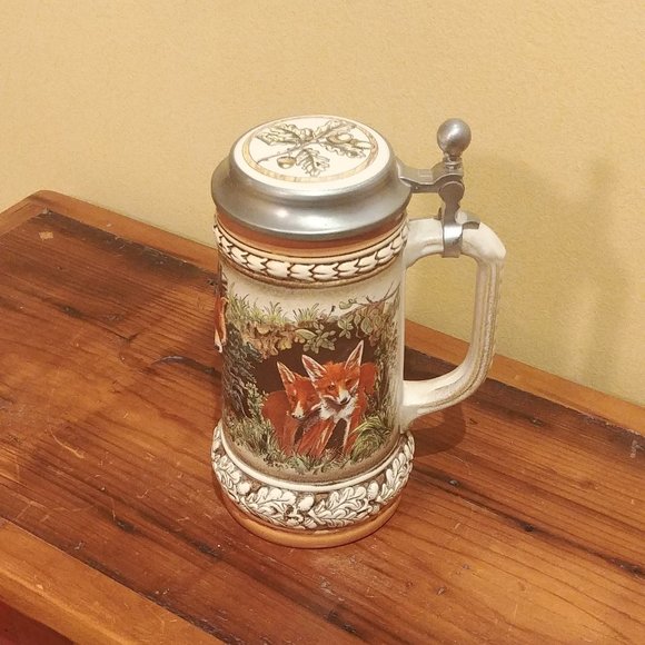 Vintage Gerz German Beer Stein Tankard Mother Mama Fox Baby Fox Kits RARE - Picture 6 of 10